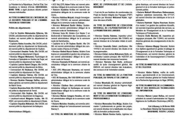 LE CHEF DE L'ETAT SIGNE PLUSIEURS DECRETS PORTANT MESURES INDIVIDUELLES