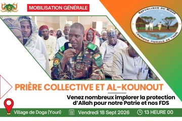 MOBILISATION GÉNÉRALE À YOURI: L’ADJ-CHEF IBRAHIM ISSA APPELLE TOUTE LA POPULATION À UNE PRIÈRE COLLECTIVE SUIVIE D’AL-KOUNOUT HISTORIQUE